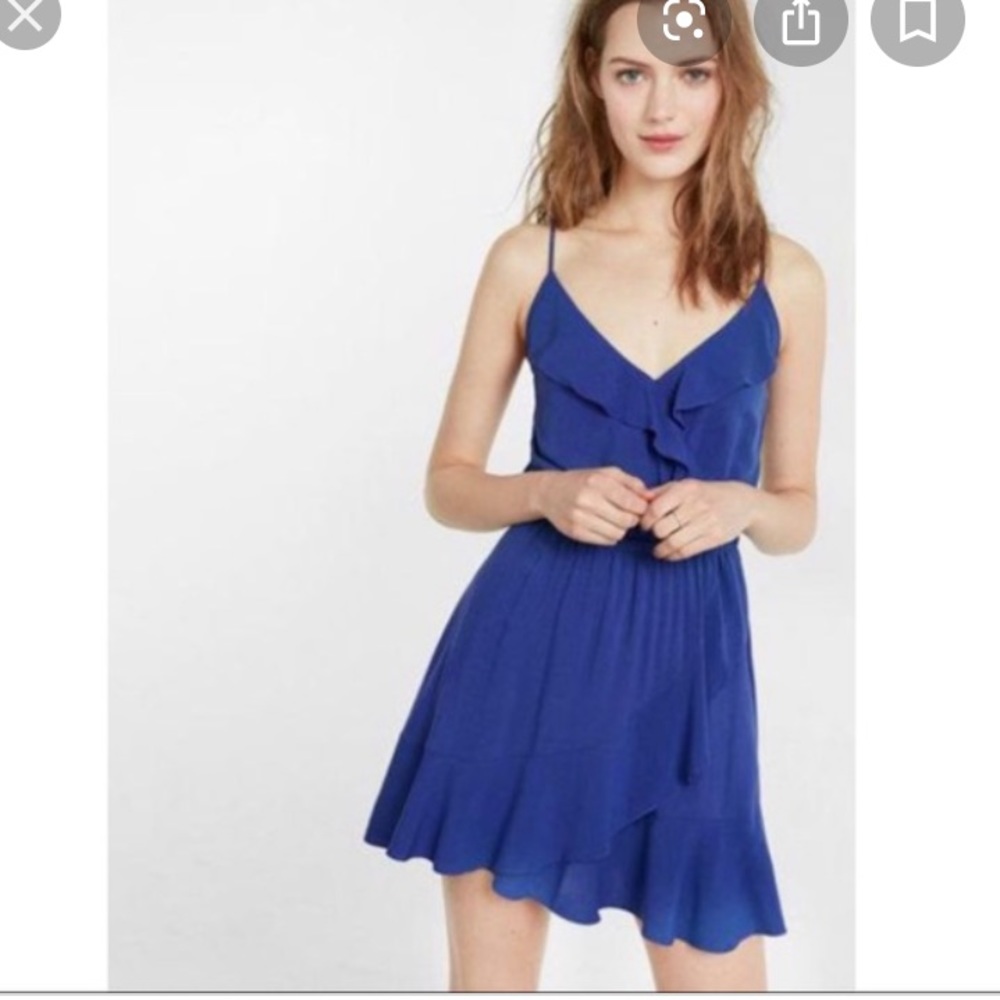 Express surplice ruffle front dress